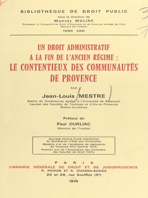 cover image of Un droit administratif à la fin de l'Ancien Régime